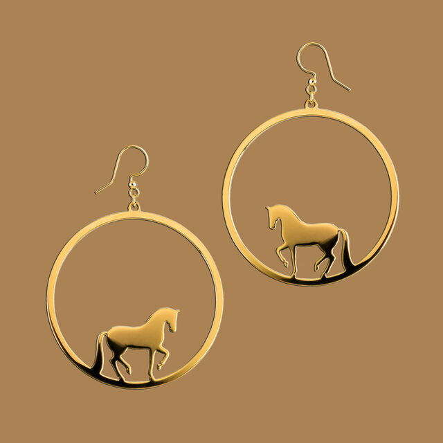 Earrings piaffe – horse circle – 4 cm