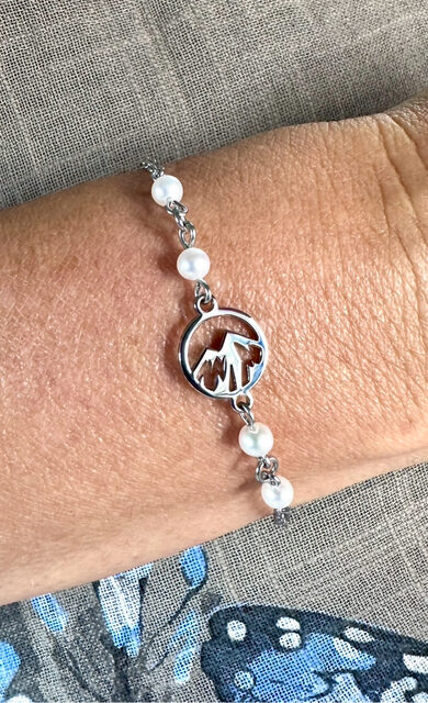 Bracelet Mountains Circle MINI 1 – chain + white freshwater pearls
