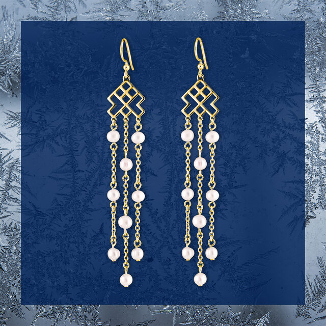 Earrings Novohrad waterfall + pearls – long – hook