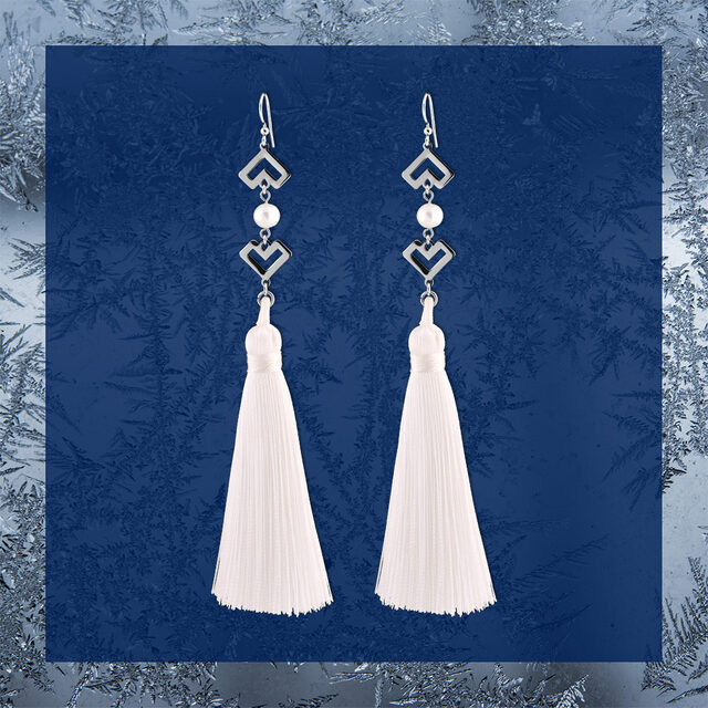Earrings Novohrad heart + pearl – tassels
