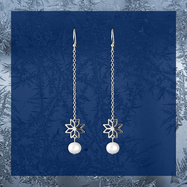 Earrings Novohrad star 1 + pearl – long