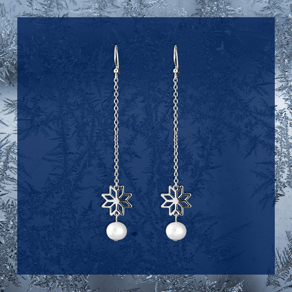 Earrings Novohrad star 1 + pearl – long