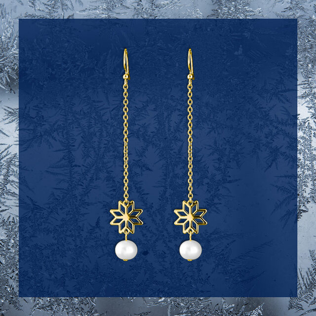 Earrings Novohrad star 1 + pearl – long