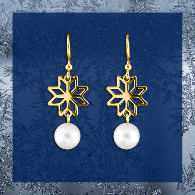 Earrings Novohrad star 1 + pearl – short