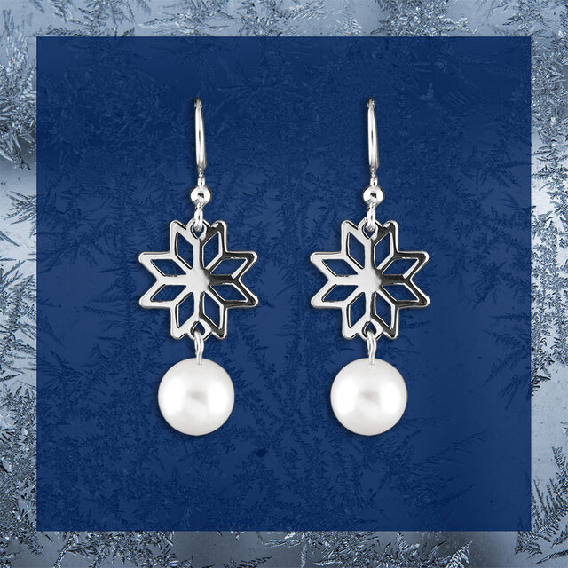Earrings Novohrad star 1 + pearl – short