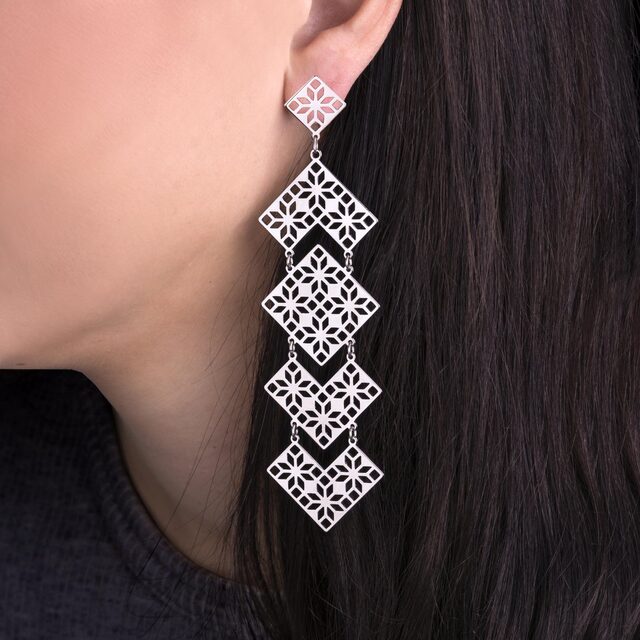 Earrings geometry – pleated 2 – long