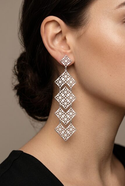 Earrings geometry – pleated 2 – long