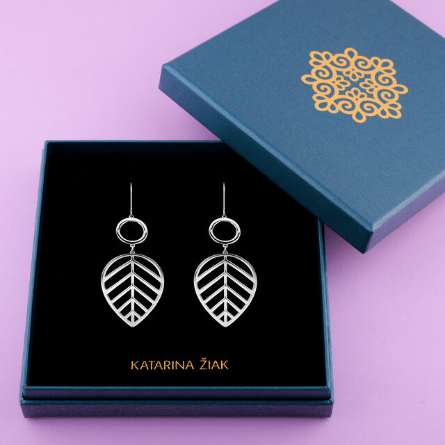 Earrings hornbeam leaf
