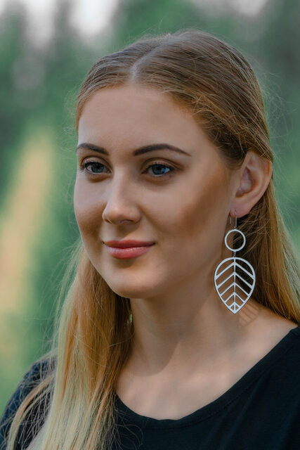Earrings hornbeam leaf
