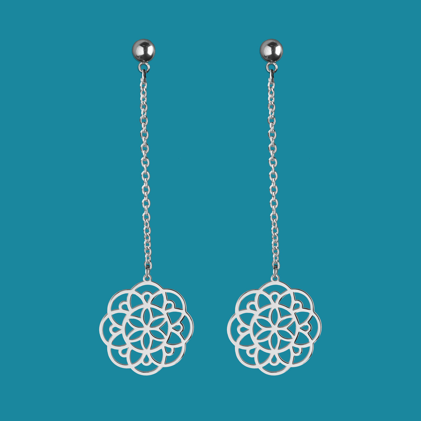 Earrings Flower of life 2 on chain
