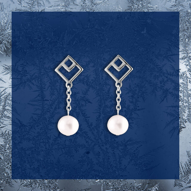 Napichovacie náušnice – Novohrad ornament štvorec 3 + perla