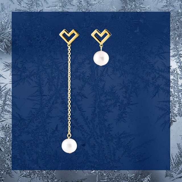 Studs Novohrad heart + pearl – long combined