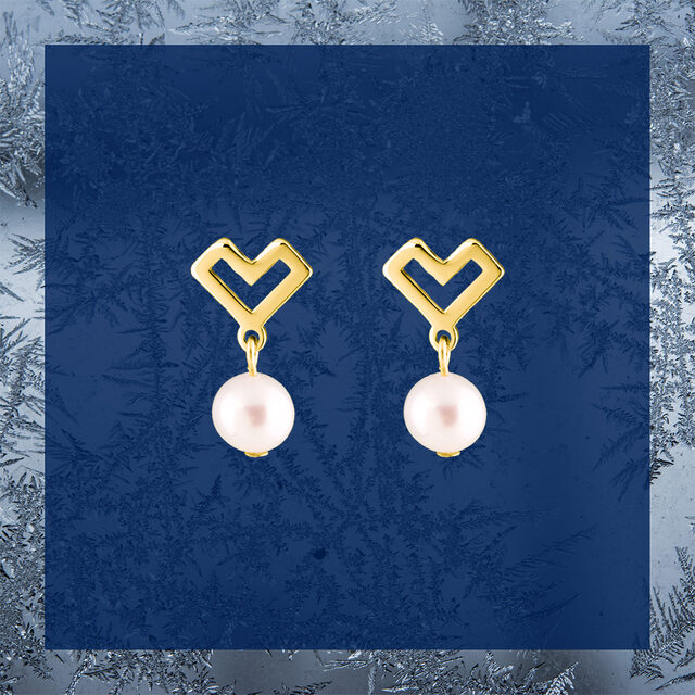 Studs Novohrad heart + pearl – short