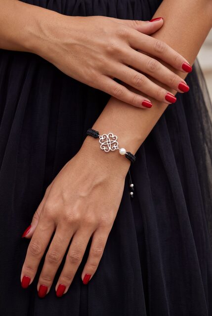 Bracelet – SymBBolika four-leaf clover – cord + pearl