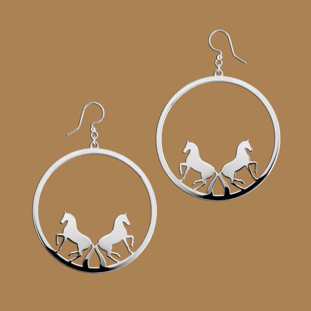 Earrings piaffe - 2 horses circle - 5 cm