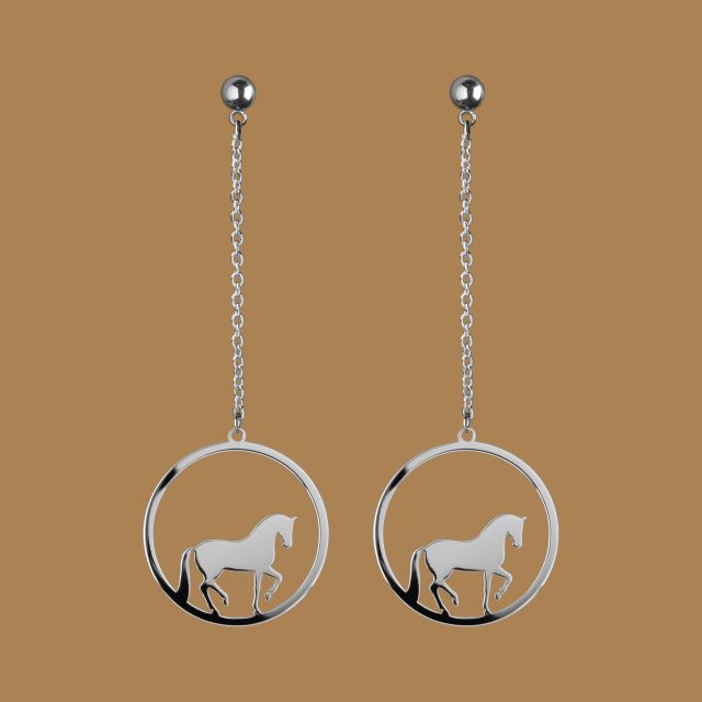 Earrings piaffe - horse circle - 3 cm on chains
