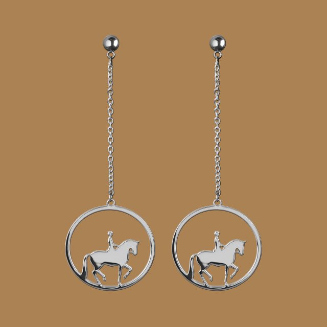 Earrings piaffe - rider circle - 3 cm on chains