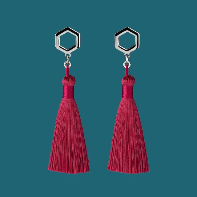 Earrings honeycomb 2 studs - tassels