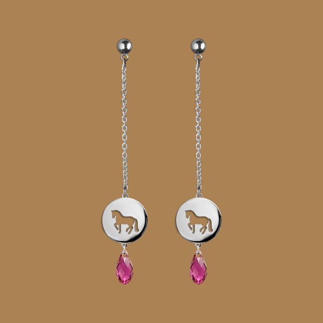 Earrings piaffe - mini circle - swarovski on chains