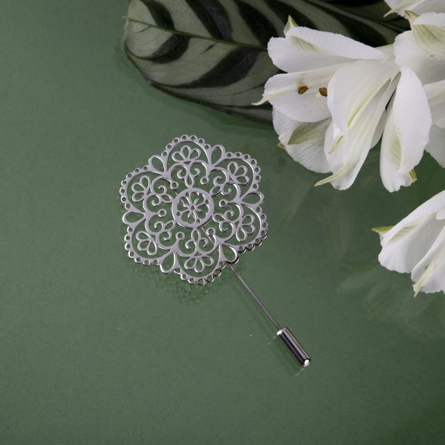 Brooch ornament lace forget-me-not
