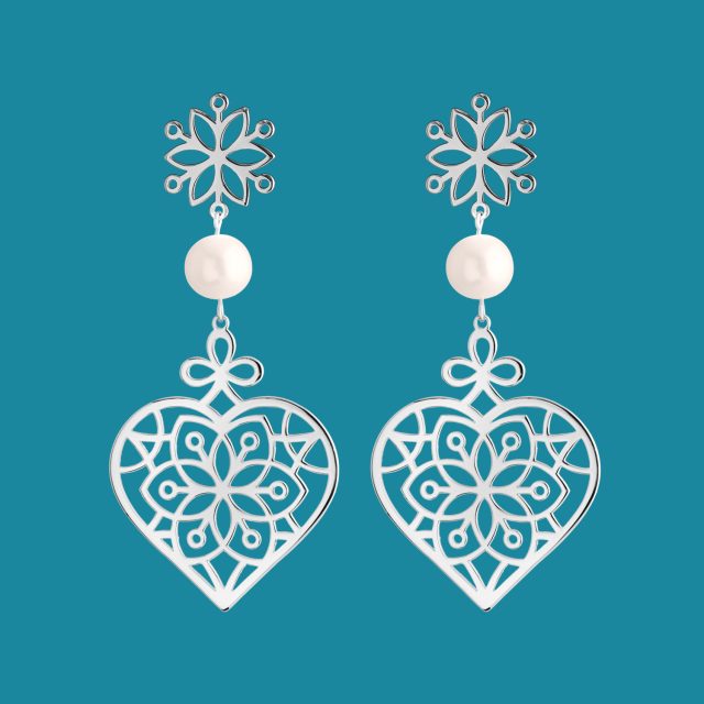 Earrings Flower of life - heart 3