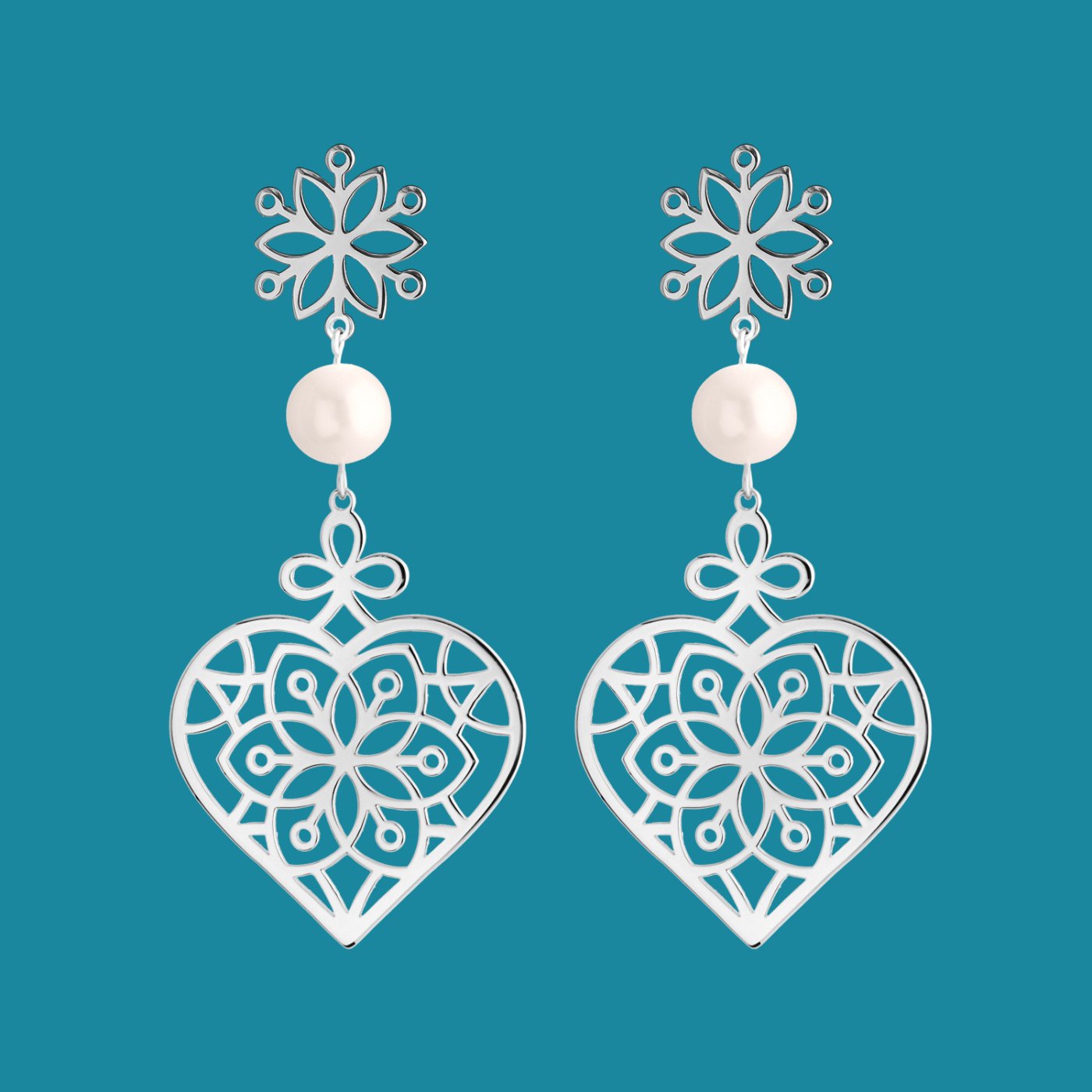 Earrings Flower of life - heart 3