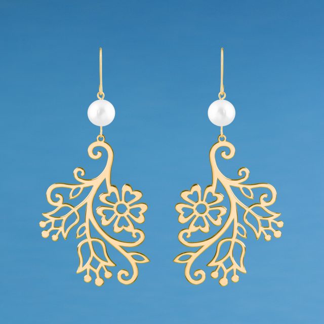 Earrings vajnory bouquet + pearl