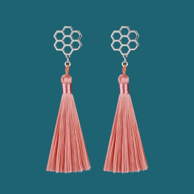 Earrings honeycomb 1 studs - tassels