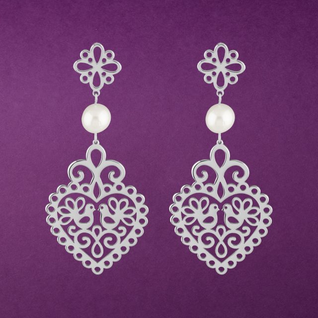 Earrings heart doves 2