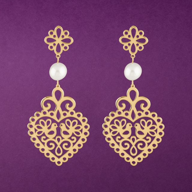 Earrings heart doves 2