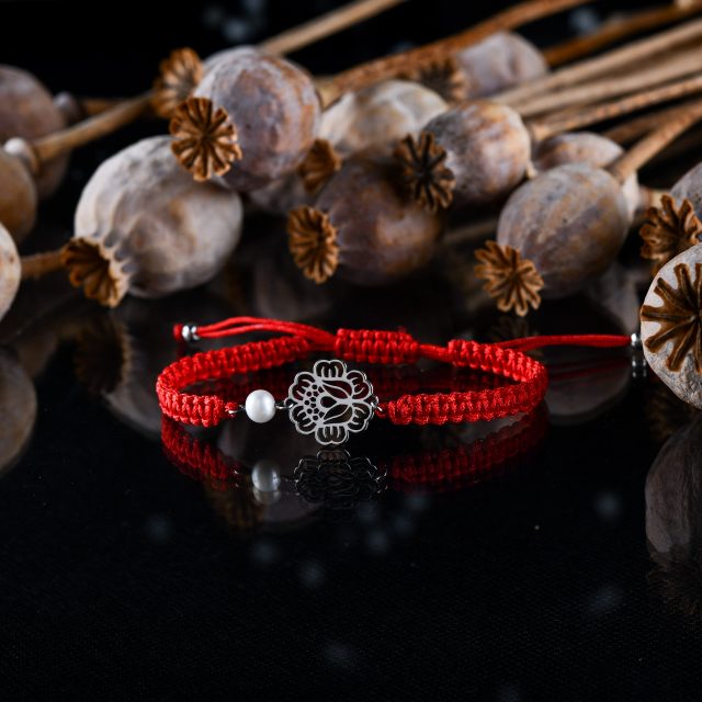 Bracelet poppy – cord + pearl