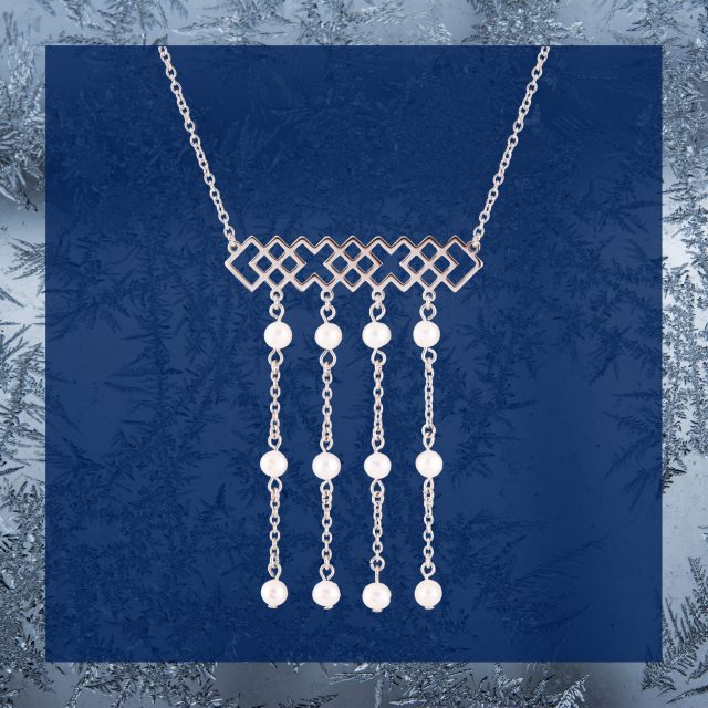 Necklace Novohrad - strip - long + pearls