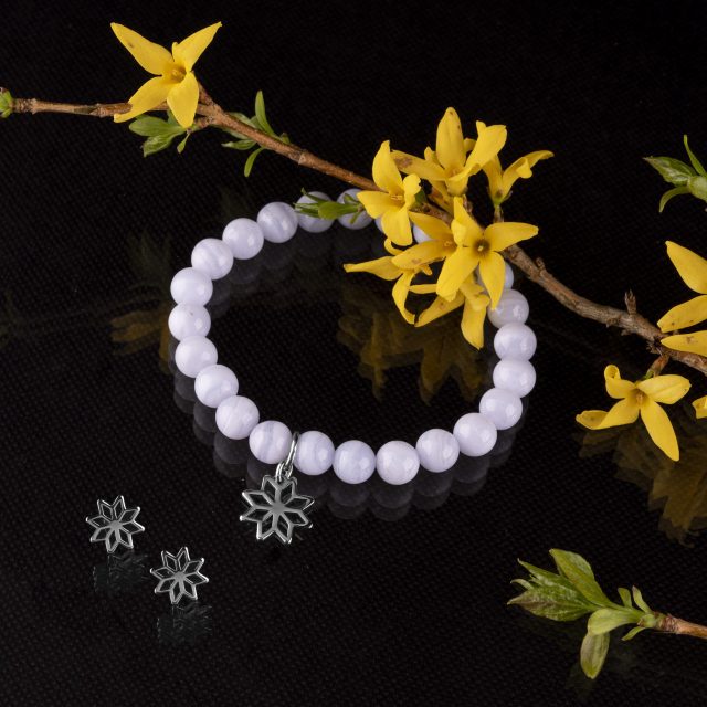 Set Novohrad star 1 - stud earrings + bracelet (various gemstones)