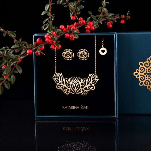 Set poppies 4 - necklace + studs