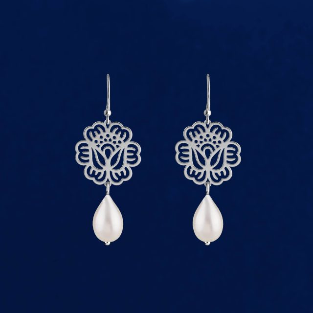 Earrings poppy 1 tear pearl