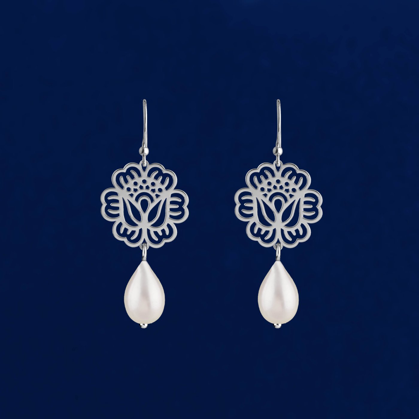 Earrings poppy 1 tear pearl