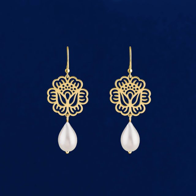 Earrings poppy 1 tear pearl