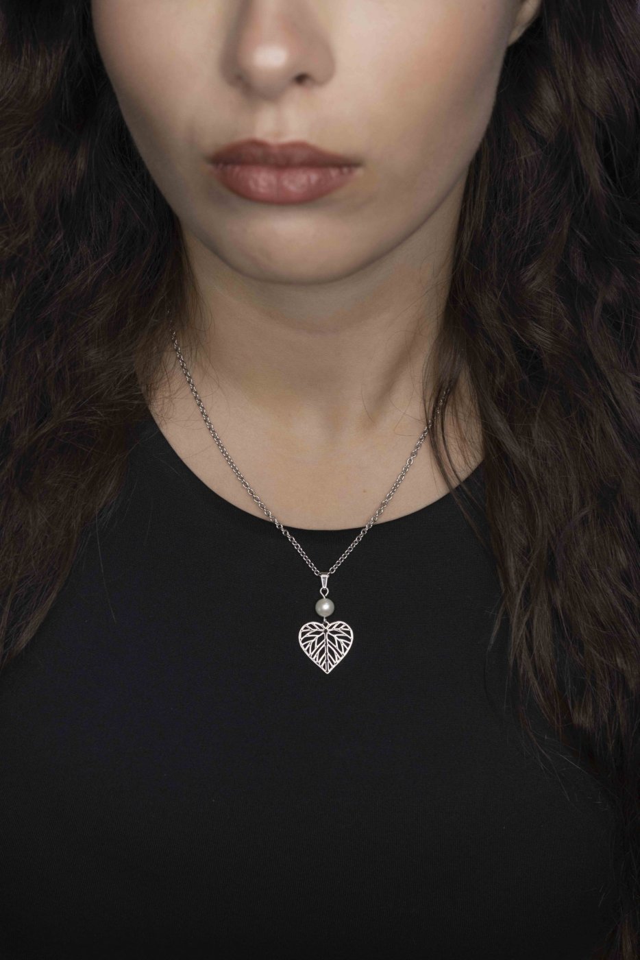 Pendant linden leaf - mini pearl