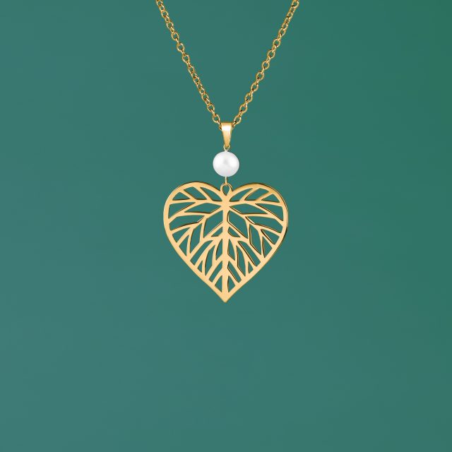 Pendant linden leaf - mini pearl