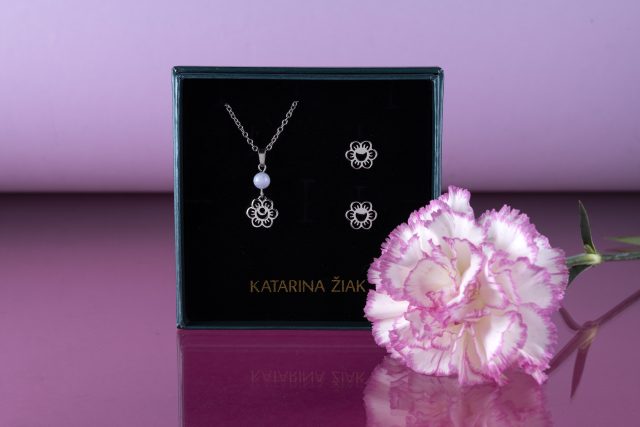Set - pendant Ábelová  Veronika chalcedony  + studs