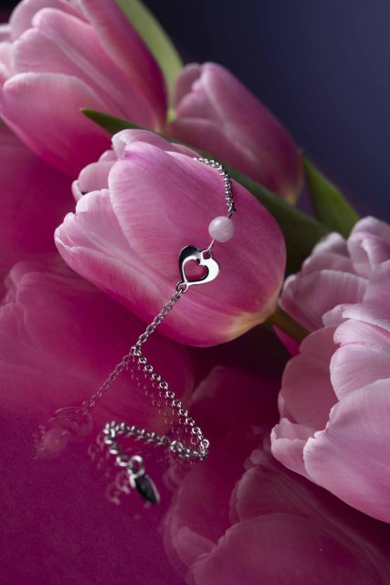 Bracelet heart ornamentalistics - chain + kunzite