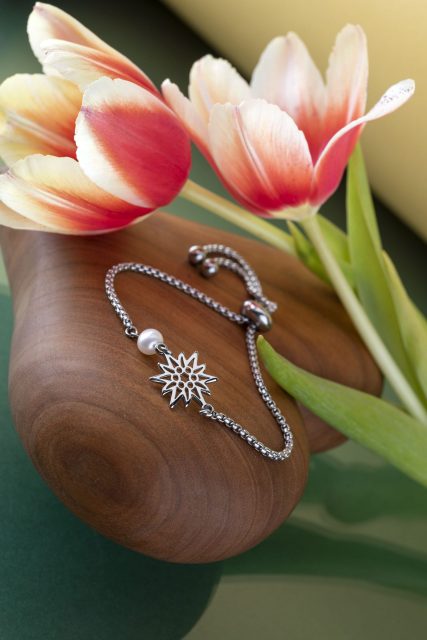 Bracelet edelweiss - sliding chain + pearl