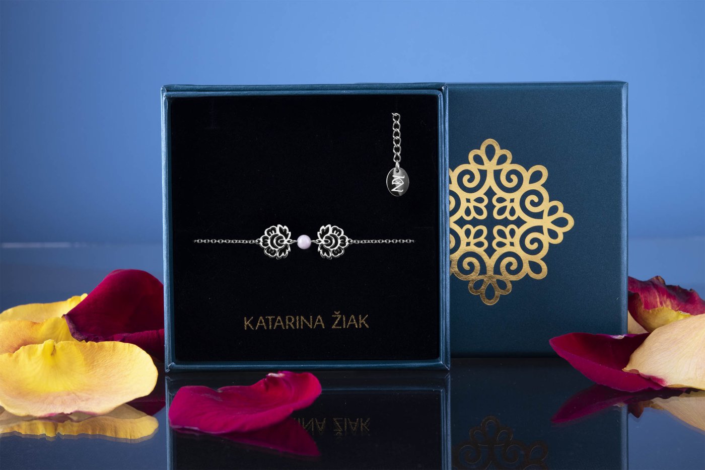 Bracelet Ábelová flower 2 – chain + 2flowers +kunzite