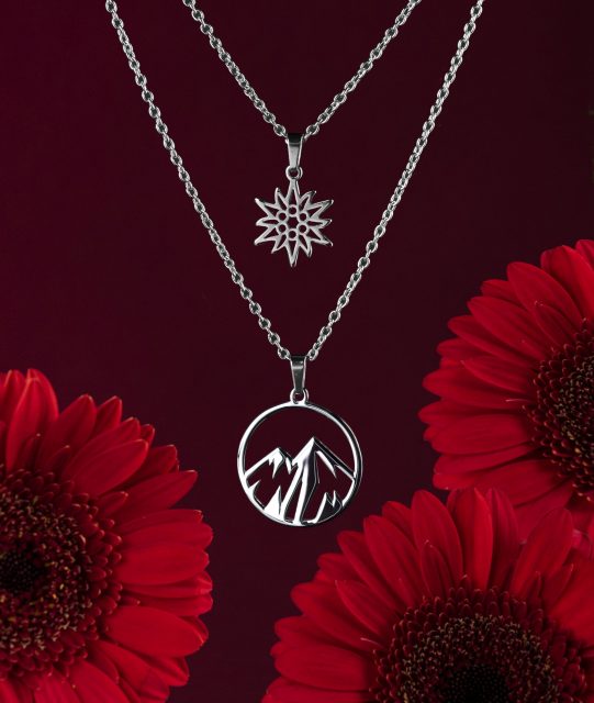 Two-row necklace - mountains circle 1