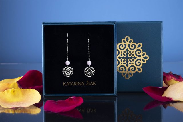 Earrings – Ábelová flower 2 + kunzite - long