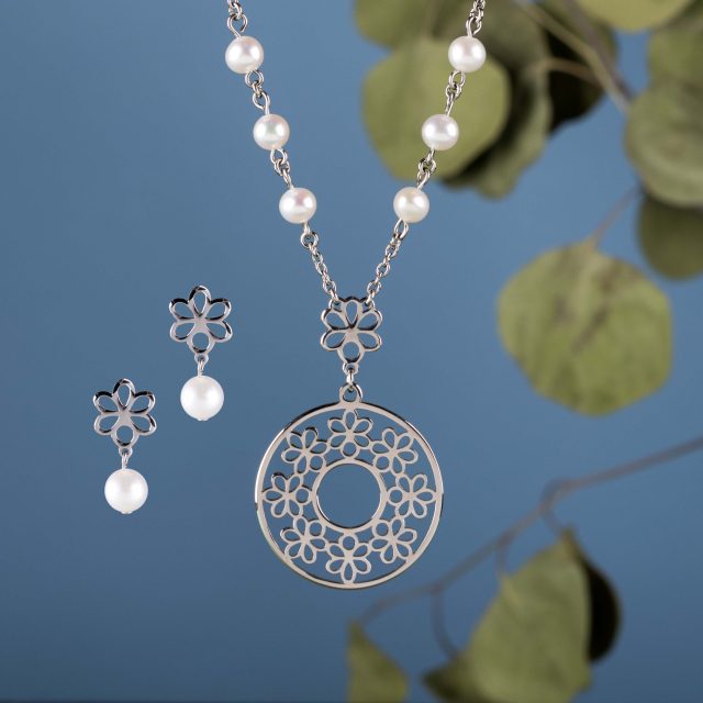 Set - necklace Ábelová marguerite + studs with pearl