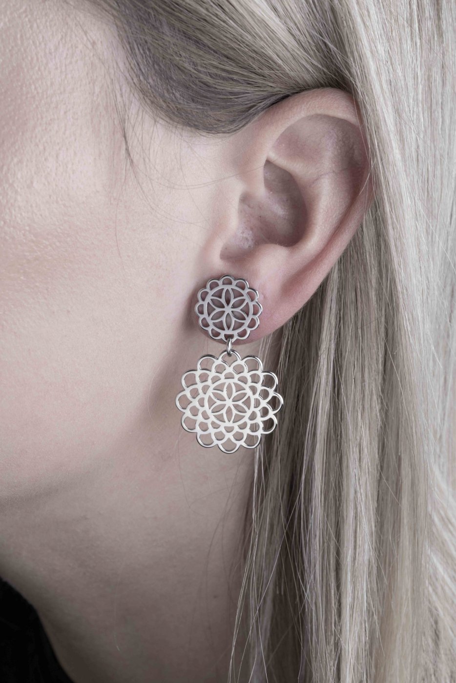 Earrings lace ornament 2cm - plated studs