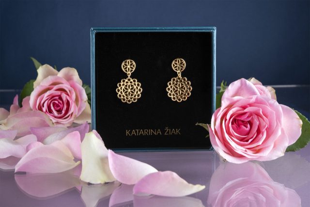 Earrings lace ornament 2cm - plated studs