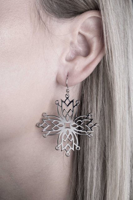 Earrings blueprint bell ornament