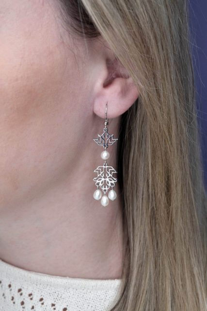 Náušnice Pohorela ornament + perly slzy